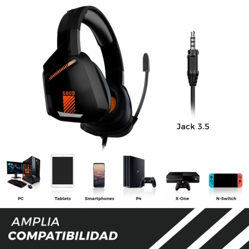 Binden Audífonos Gamer G800 Alámbrico 1.2m 3.5mm, AUD-G800-BLK |  Cyberpuerta.mx