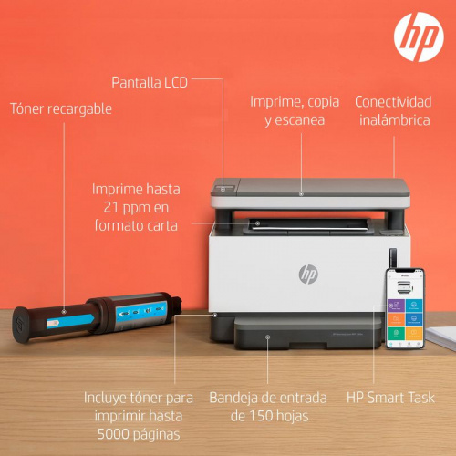 Multifuncional HP Neverstop Laser 1200w Blanco y Negro Láser 4RY26A |  Cyberpuerta.mx