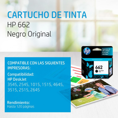 Cartucho HP 662 Negro Original 120 Pág para Deskjet 2515, CZ103AL |  Cyberpuerta.mx