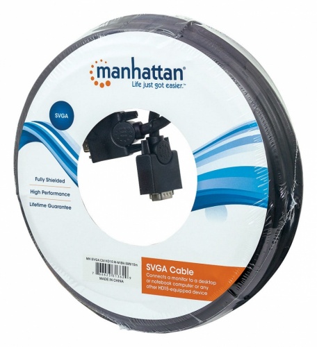 Manhattan Cable para Monitor SVGA 8mm, VGA (D-Sub), 15m 313629 