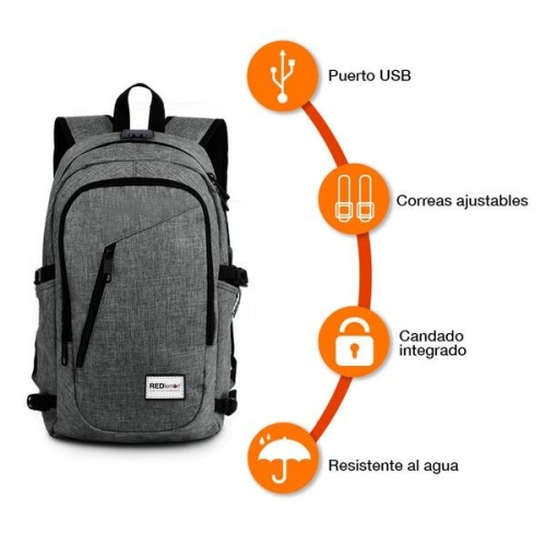Redlemon Mochila de Poliéster para Laptop, Gris 78657-SI | Cyberpuerta.mx