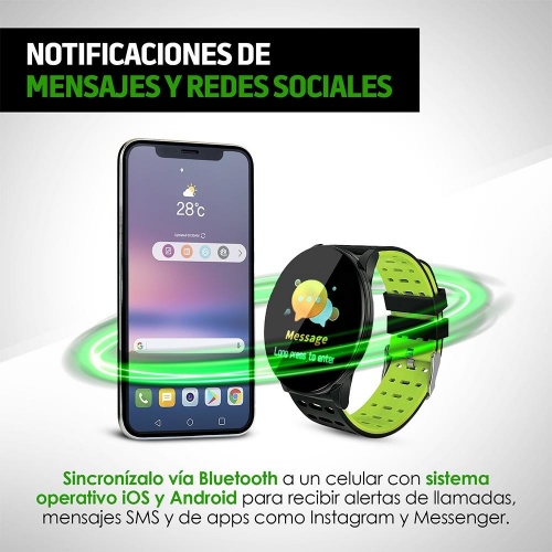 Redlemon Smartwatch W90 Bluetooth Resistente al Agua Negro, 79211 |  Cyberpuerta.mx