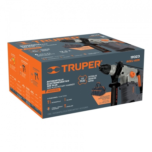 Truper Rotomartillo Eléctrico SDS Plus, 1600W, Negro/Gris, 19323 |  Cyberpuerta.mx