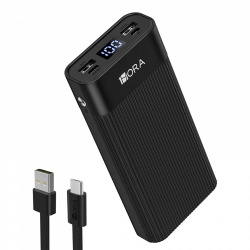 Cargador Portátil 1Hora Power Bank GAR117, 20.000mAh, Negro 