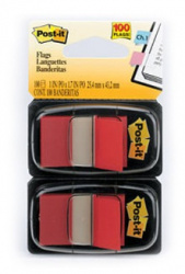 3M Banderitas Post-it de 25mm x 43mm, 2 x 50 Hojas, Rojo 