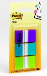 3M Banderitas Post-it de 25mm x 43mm, 3 x 20 Hojas, Azul/Verde/Violeta 
