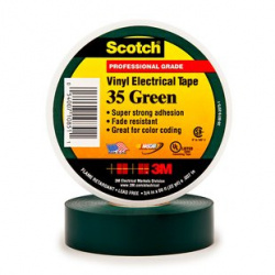 3M Cinta Adhesiva Aislante Scotch 35, 1 Rollo de 19mm x 20.1m, Verde 