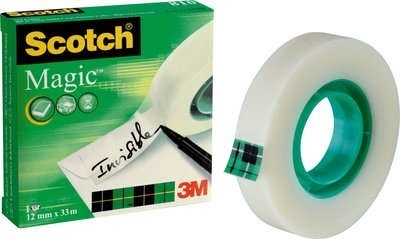 3M Scotch Cinta Adhesiva Mágica 810, 1 Rollo de 12mmx33m 