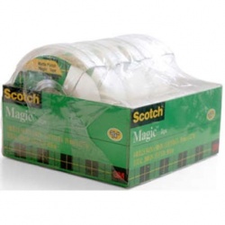 3M Cinta Adhesiva Mágica, 4 Rollos de 18mm x 12m, Transparente, con Despachador 