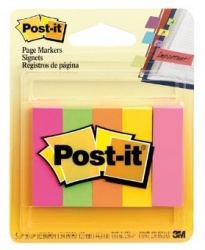 3M Marcador de Páginas Post-it de 10mm x 43mm, 5 Colores 