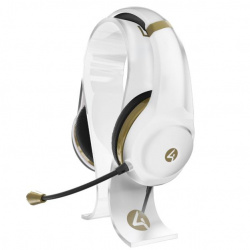 4Gamers Audífonos Gamer XP-GOLDR-WHT-4G para Xbox/PS4, Alámbrico, 3.5mm, Oro/Blanco ― incluye Soporte para Audífonos 