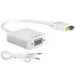 4XEM Adaptador HDMI Macho - VGA Hembra, Blanco 