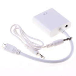 4XEM Adaptador Micro HDMI Macho - VGA/3.5mm Hembra, Blanco 