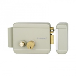 AccessPro Cerradura Eléctrica con Botón de Salida, 12.9 x 3.8cm, Incluye Llave 