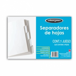 Acco Wilson Jones Separador P2188, 5 Divisiones, Blanco 