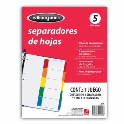 Acco Wilson Jones Separador TAB, 5 Divisiones, 5 Piezas, Rojo 
