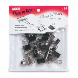 Acco Sujetadocumentos Chico P2462, Caja con 12 Piezas, Negro 