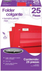 Acco Fólder Colgante P3633, Paquete de 25 Piezas, Tamaño Oficio, Rojo 