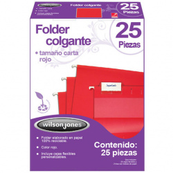 Acco Fólder Colgante P3639, Paquete de 25 Piezas, Tamaño Carta, Rojo 