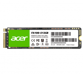 SSD Acer FA100 NVMe, 256GB, M.2, 1300 MB/s Escritura, 3300 MB/s Lectura, PCI Express 3.0 