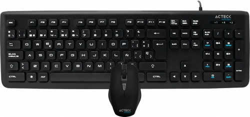 Kit de Teclado y Mouse Estándar Slim, Alámbrico, USB, Negro (Español) 