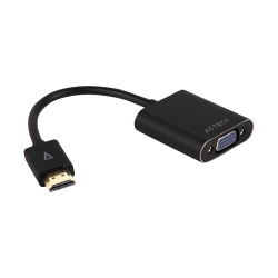 Acteck Adaptador HDMI Macho - VGA Hembra, 15cm, Negro 