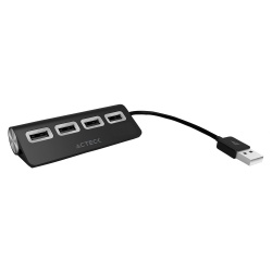 Acteck Hub USB Macho - 4x USB Hembra, 480Mbps, Negro 