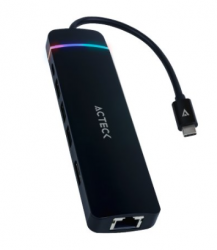 Acteck Hub USB C 3.1 Macho - 3x USB A 3.1, 1x HDMI, 1x RJ-45, 1000 Mbit/s Negro 