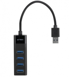 Acteck Hub USB A 3.0 de 4 Puertos, Negro 