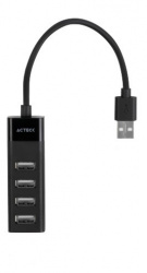 Acteck Hub USB-A 2.0 Macho, 4x USB-A 2.0, Negro 