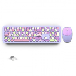 Kit de Teclado y Mouse Acteck Creator Chic Colors MK475, Inalámbrico, USB, Morado 