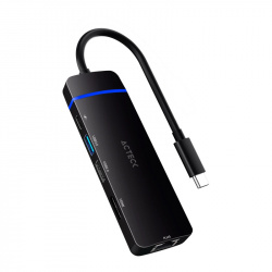 Acteck Hub USB C 3.1 Macho - 1x USB A 3.1, 1x USB A 2.0, 1x HDMI, 1x RJ-45, 10200 Mbit/s Negro 