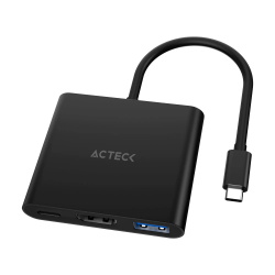 Acteck Adaptador Shift Plus AH445 USB C Macho - HDMI/USB 3.0/USB-C, 4K, Negro 