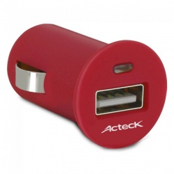 Acteck Cargador para Auto RT-0214, 12V, USB 2.0, Rojo 