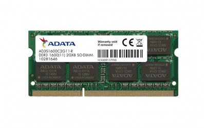 Memoria RAM Adata DDR3, 1600MHz, 2GB, CL9, SO-DIMM 