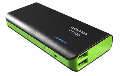 Cargador Portátil Adata PowerBank PT100, 10.000mAh, Negro/Verde 