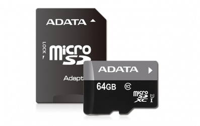 Memoria Flash Adata, 64GB microSDHC UHS-I Clase 10, con Adaptador 