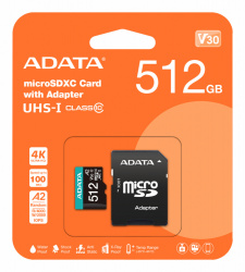 Memoria Flash Adata Premier Pro, 512GB MicroSDXC UHS-I Clase 10, con Adaptador 