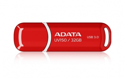 Memoria USB Adata UV150, 32GB, USB-A 3.0, Lectura 90MB/s, Escritura 25MB/s, Rojo 