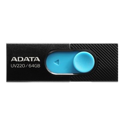 Memoria USB Adata UV220, 64GB, USB 2.0, Negro/Azul 