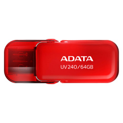 Memoria USB Adata UV240, 64GB, USB 2.0, Rojo 