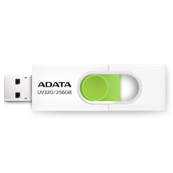 Memoria USB Adata UV320, 256GB, USB 3.1, Lectura máx 100MB/s, Verde/Blanco 