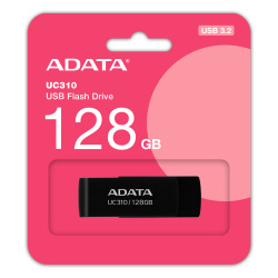 Memoria USB Adata UC310, 128GB, USB 3.2, Lectura 100 MB/s, Negro 