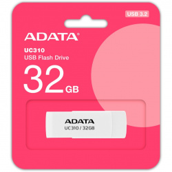 Memoria USB Adata UC310, 32GB, USB 3.2, Lectura 100 MB/s, Blanco 