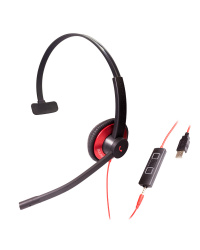 Addasound Monoaural Epic 501, Alámbrico, USB/3.5mm, Rojo/Negro 