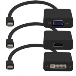 AddOn Adaptador Mini DisplayPort Macho - DVI + HDMI + VGA Hembra, Negro, 3 Piezas 