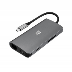 Adesso HUB USB C 3.2 - HDMI/Thunderbolt 3/USB A 3.2/USB C, Gris 