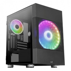 Gabinete Aerocool Atomic con Ventana RGB, Micro ATX/Mini-ITX, USB 3.0, sin Fuente, Negro 