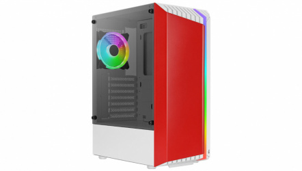 Gabinete Aerocool Bionic G V2 con Ventana de Cristal Templado, Midi-Tower, ATX/Micro ATX/Mini-ITX, USB 2.0/3.0, con Fuente 500W, 1 Ventilador Instalado, Rojo 