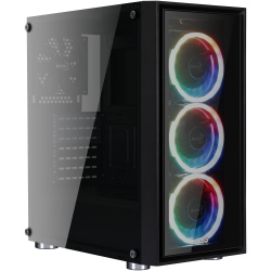 Gabinete Aerocool Quartz REVO RGB con Ventana, Midi-Tower, ATX/Micro ATX/Mini-ATX, USB 3.0, sin Fuente, Negro 